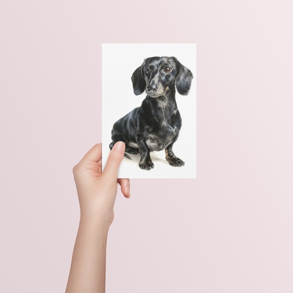 Watercolor Black Dachshund Dog Portrait Art Print – Unframed Fine Art Poster - Picture 5 of 5